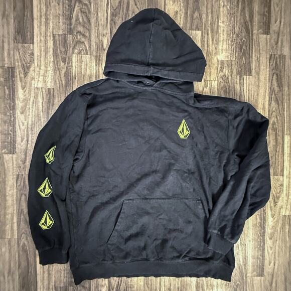 Volcom Pullover Hoodie Black Stone Logo Long Sleeve Streetwear - Picture 1 of 4